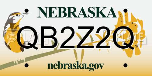 QB2Z2Q Nebraska License Plate