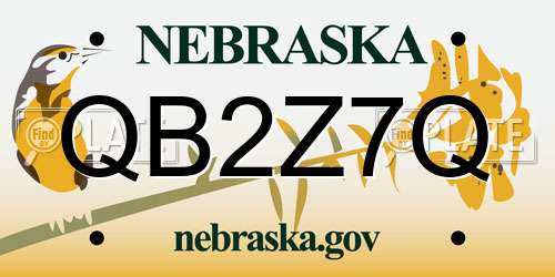 QB2Z7Q Nebraska License Plate