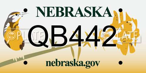 QB442 Nebraska License Plate