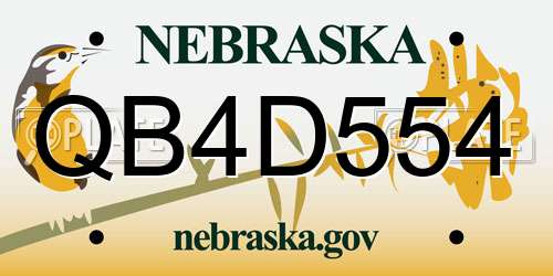QB4D554 Nebraska License Plate