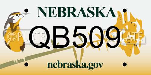 QB509 Nebraska License Plate