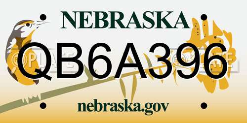 QB6A396 Nebraska License Plate