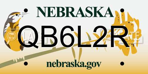 QB6L2R Nebraska License Plate
