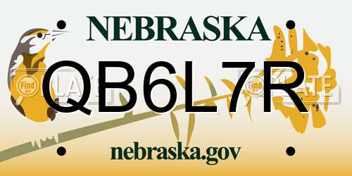 QB6L7R Nebraska License Plate