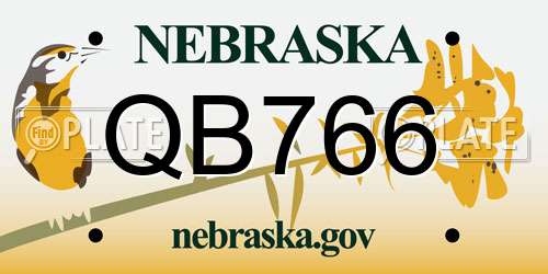 QB766 Nebraska License Plate
