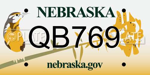 QB769 Nebraska License Plate