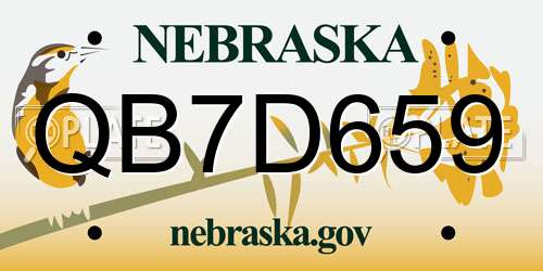 QB7D659 Nebraska License Plate