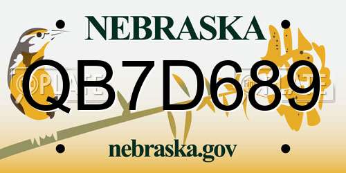 QB7D689 Nebraska License Plate