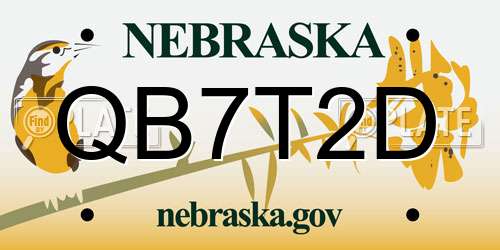 QB7T2D Nebraska License Plate