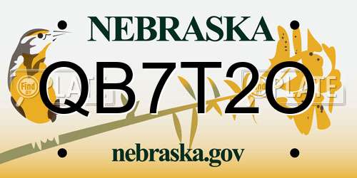 QB7T2O Nebraska License Plate