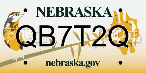 QB7T2Q Nebraska License Plate