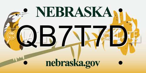 QB7T7D Nebraska License Plate