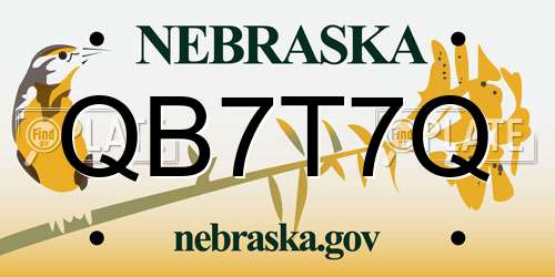 QB7T7Q Nebraska License Plate