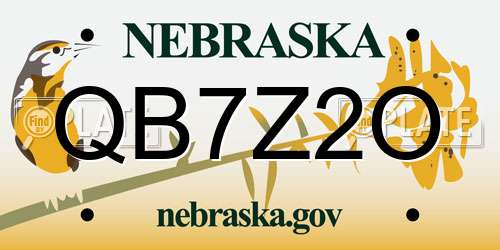 QB7Z2O Nebraska License Plate