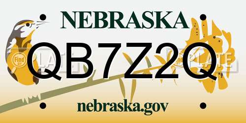 QB7Z2Q Nebraska License Plate