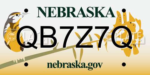 QB7Z7Q Nebraska License Plate
