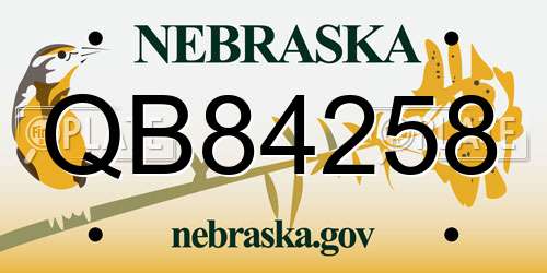 QB84258 Nebraska License Plate