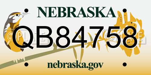 QB84758 Nebraska License Plate