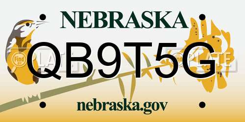 QB9T5G Nebraska License Plate