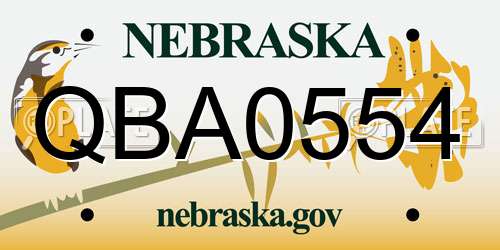 QBA0554 Nebraska License Plate