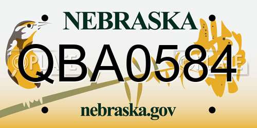 QBA0584 Nebraska License Plate