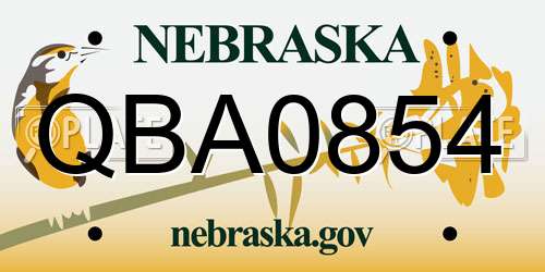 QBA0854 Nebraska License Plate