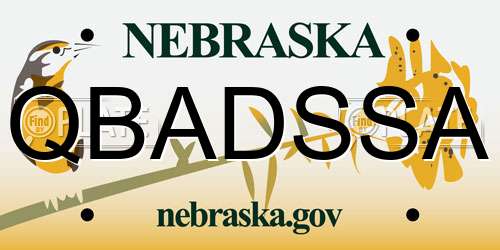 QBADSSA Nebraska License Plate