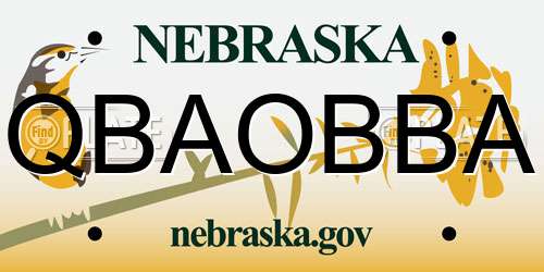 QBAOBBA Nebraska License Plate