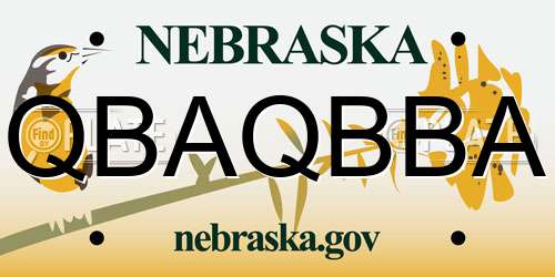 QBAQBBA Nebraska License Plate