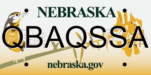 QBAQSSA Nebraska License Plate