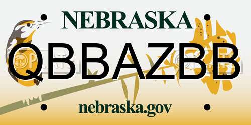 QBBAZBB Nebraska License Plate