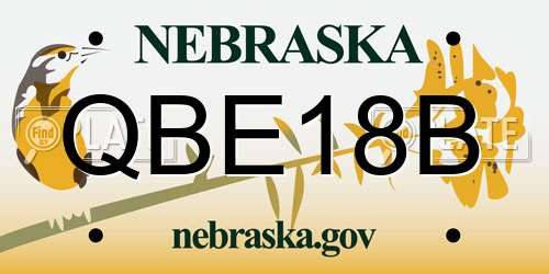 QBE18B Nebraska License Plate