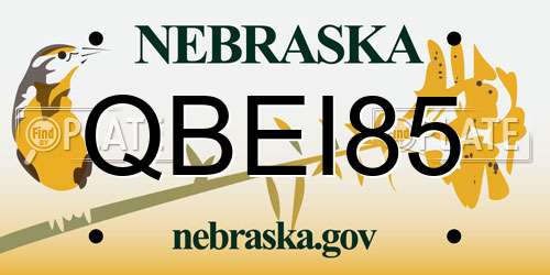 QBEI85 Nebraska License Plate