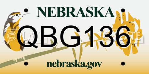 QBG136 Nebraska License Plate