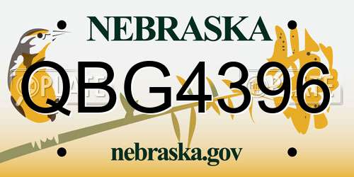 QBG4396 Nebraska License Plate