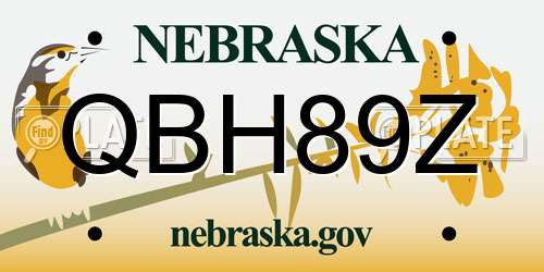 QBH89Z Nebraska License Plate