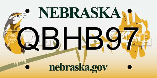 QBHB97 Nebraska License Plate