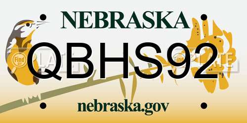 QBHS92 Nebraska License Plate