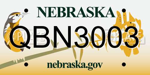 QBN3003 Nebraska License Plate