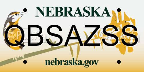 QBSAZSS Nebraska License Plate
