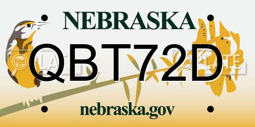 QBT72D Nebraska License Plate
