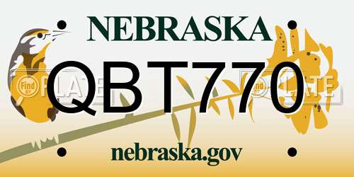 QBT770 Nebraska License Plate
