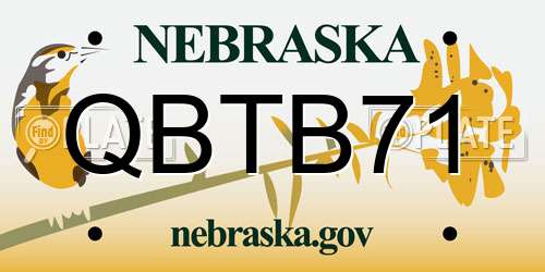 QBTB71 Nebraska License Plate