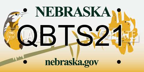 QBTS21 Nebraska License Plate