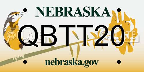QBTT20 Nebraska License Plate