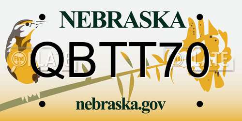 QBTT70 Nebraska License Plate
