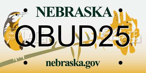 QBUD25 Nebraska License Plate