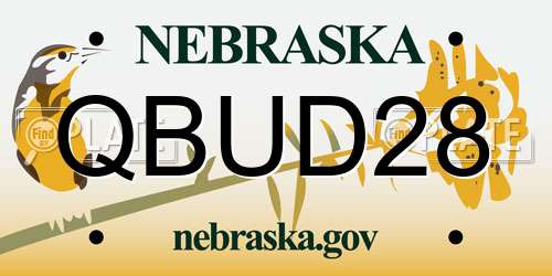 QBUD28 Nebraska License Plate