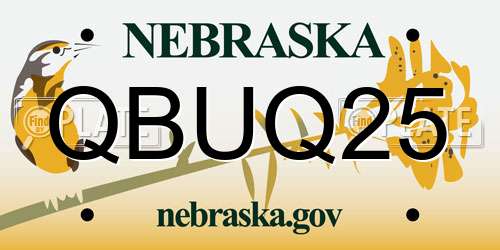 QBUQ25 Nebraska License Plate