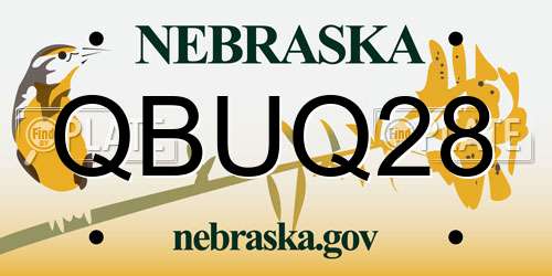 QBUQ28 Nebraska License Plate